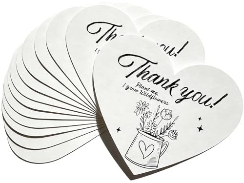 Wivolibe 50 Pcs Plantable Seed Paper Hearts, 2.5"x2" Wildflower Seed Paper for Weddings, Baby Shower Favors, Memorials & Eco-Friendly Gifts, Biodegradable Plantable Gifts Cards