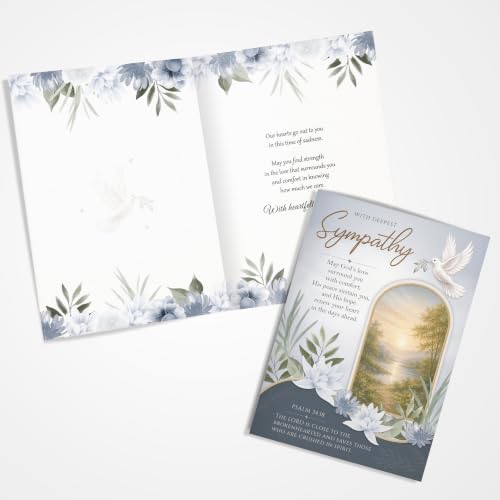 Religious Sympathy Card with Christian Faith and Bible Printed Verse Premium A5 Size UK Made