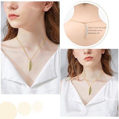Oinsi Stainless Steel Feather Urn Necklace Hold Cremation Ashes Keepsake Memorial Jewelry +Box+Fill Kits - color: Customize