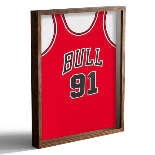 16x20 Large Shadow Box Picture Frame with Soft Linen Back, Brown Wooden Jersey Frame Memory Display Case with Tempered Glass Cover for Wall Display - color: Brown, size: 16x20
