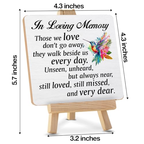 Memorial Decor in Loving Memory Quotes Hummingbird Wood Sign with Easel Hummingbird Decorations for Home Desk Shelf Table