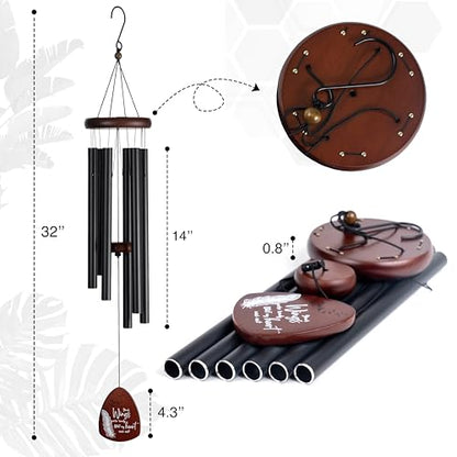 Memorial Wind Chimes for Loss of Loved One, Windchimes in Memory of a Loved One, Sympathy Gift Baskets, Bereavement Condolence Gifts, Memorial Gifts for Loss of Mom, 32" Sympathy Feather, Black - size: 32" Feather