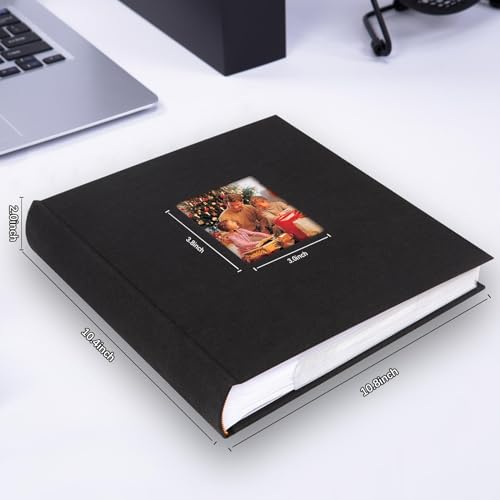 Aevdor 5x7 Photo Album, 240 Photos, Writing Space, Linen Cover, Black - color: Black
