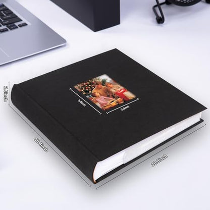 Aevdor 5x7 Photo Album, 240 Photos, Writing Space, Linen Cover, Black - color: Black