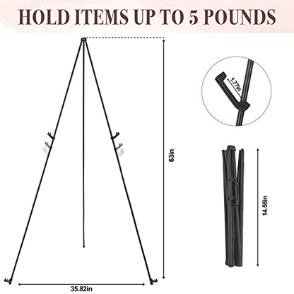 Easel Stand for Wedding Sign & Poster 63'' Easels for Display Portable Art Easel for Floor Adjustable Metal Easel Black 2 Pack - style: Black 2 Pack