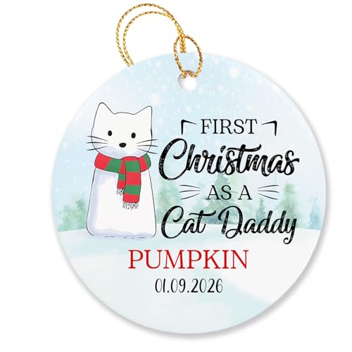 Personalized First Christmas As A Cat Daddy Ornament, Customized Name Year Xmas Tree Ornament Gift for Father Daddy Men Male Christmas 2026, 1st Xmas As A Cat Dad Ornament - color: First Christmas as a Cat Daddy Ornament #1