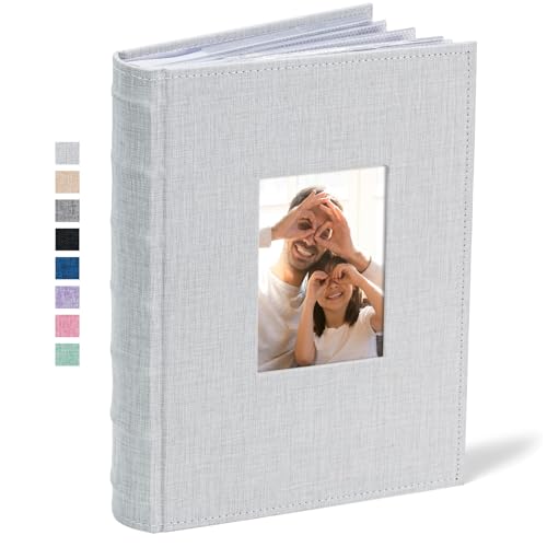 Vienrose Photo Album 4x6 300 Photos Linen Frame Cover LightGrey - color: LightGrey, size: 300 Pockets