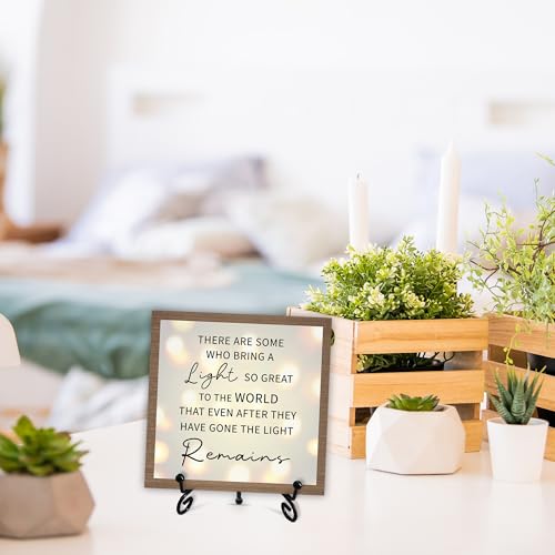 Sympathy Desk Decor Sign, Celebration Of Life Decorations, Desk Decor Signs For Home Bedroom, There Are Some Who Bring A Light Sign, Wooden Decoration With Stand -D03 - style: Brown WoodSign4