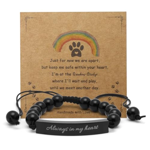 Pet Memorial Bracelet, Paw Print Rainbow Bridge Design - color: light glossy