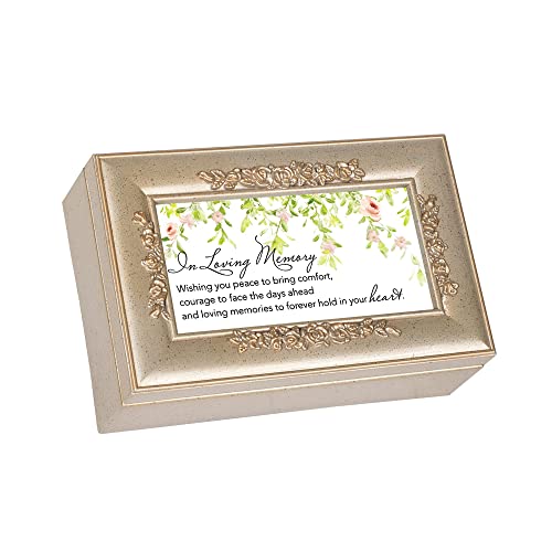Cottage Garden In Memory Champagne Petite Rose Jewelry Music Box Plays Wind Beneath My Wings