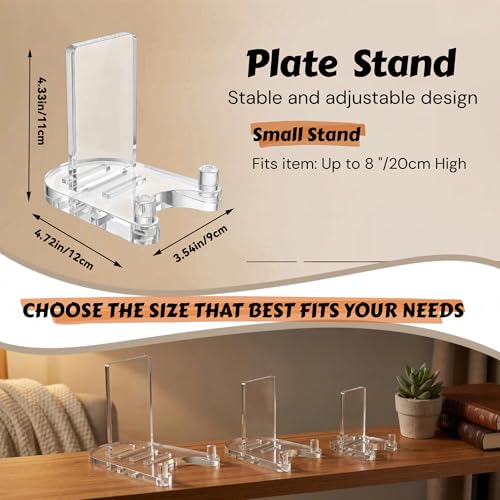 Acrylic Easel Display，Plate Stand for Display，Adjustable Clear Display Holder for 4" to 8" Platter, Book, Card, Frame, Picture, Artwork, Plaque ( Small-1pc 4"-8") - size: Small-1pc(4"-8")