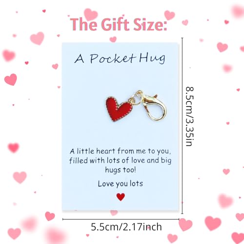 YOJO Pocket Hug Keychain, Love Keychain with Positive Affirmation Card, Emotional Support, Inspirational Gift - color: Red
