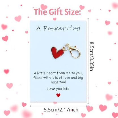 YOJO Pocket Hug Keychain, Love Keychain with Positive Affirmation Card, Emotional Support, Inspirational Gift - color: Red