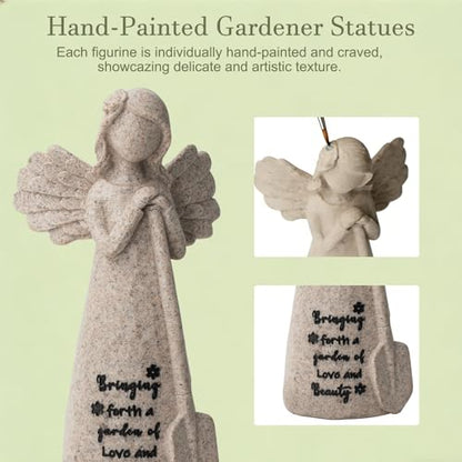 Gardening Gifts, Gardeners Gifts for Women, Friendship Gift for Gardener Friends, 5.9" Angel Resin Figurine Plant Lovers Birthday Mother's Day (Granite) - color: Gray Gardener