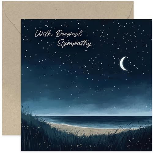 Sympathy Cards - 'Deepest Sympathy' Star Sky, Thinking of You for Women and Men - Bereavement Gifts for Loss of Dad Mum Sister Brother Husband Wife, Memorial Present - Blank Inside with Envelope