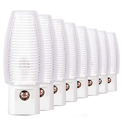 Emotionlite Plug-in Night Light, Dusk to Dawn Sensor, Warm White, 8 Pack | Warm white sensor night light, perfect for nursery, bedroom, bathroom, hallway, stairs & kitchen - size: 8 Pack Warm White