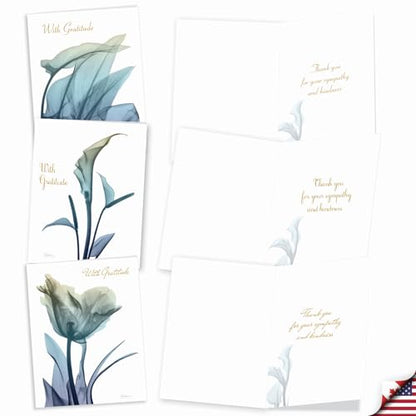 The Best Card Company - 10 Sympathy Thank You Cards (4 x 5.12 Inch) - Boxed Flower Condolence Gratitude - Blooming Expressions AM6221STG-B1x10 - style: Blooming Expressions - Assorted 10 Cards