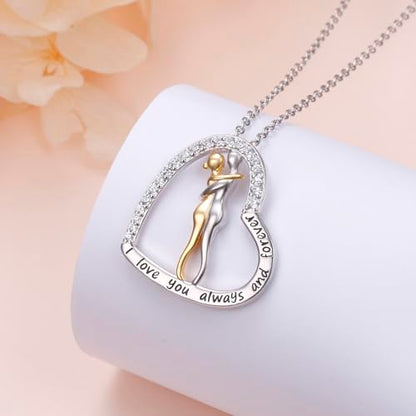 FLYOW S925 Sterling Silver Best Friend Couple Pendant Friendship Sun Moon Lotus Yin Yang Matching Bff Necklace for Women Jewelry - style: heart