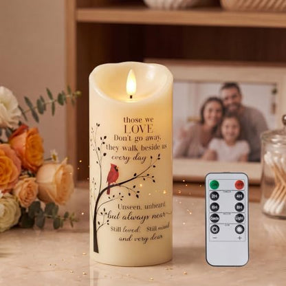 LED Flameless Memorial Candle with Remote, Sympathy Gift for Loss of Loved