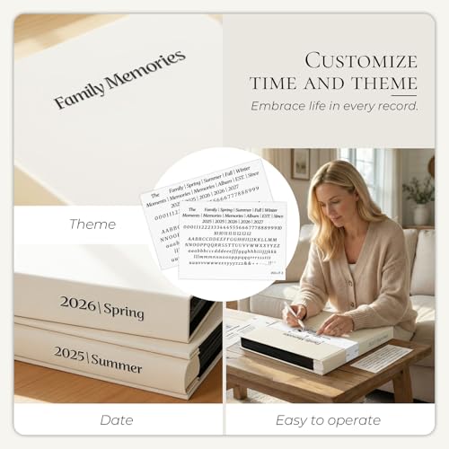 Vienrose Family Photo Album 4x6 600 Pockets Photo Window Beige | Cloth Cover，Family Crystal Stickers，Tweezers，Acid Free Pages - color: Famliy theme, size: 600k