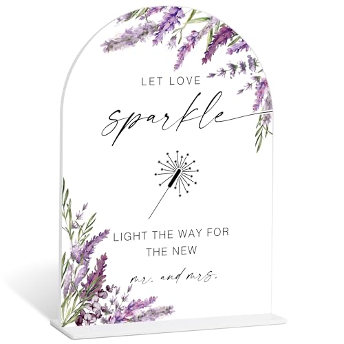 Glow Sticks Wedding Sign, Lavender Bridal Shower Decorations, Engagement Party Decor, Centerpieces for Tables, Acrylic Table Signs with Base for Wedding Reception and Bridal Party Decor, 2K - color: Glow Sticks Wedding Sign-37