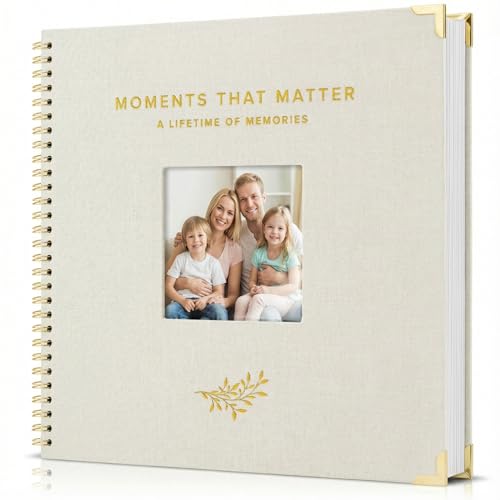 Beautiful Linen Scrapbook Photo Album 10"x10" - 40-Page Blank Guest Book | Perfect to Preserve Special Memories of Family, Weddings, Birthdays and Baby Showers - Timeless Keepsake for Every Home - color: Beige