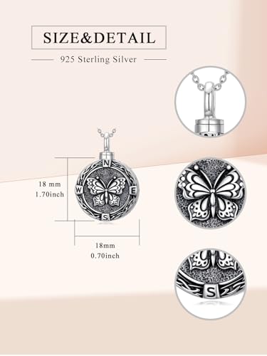 TOUPOP Tree of Life Urn Necklace for Ashes 925 Sterling Silver Cremation Jewelry Memorial Gifts Keepsake Jewelry with Funnel Filler for Women - style: 7-Butterfly