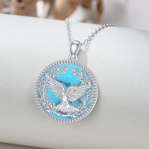 Dove/Hummingbird/Red Cardinal/Dragonfly/Butterfly Necklace 925 Sterling Silver Turquoise/Opal/MoonStone/Crystal/Malachite Bird Necklace Dove Pendant Jewelry for Women Men - color: Dove Larimar