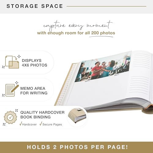 MCS The Story Of Us Photo Album, 200-Pocket, 4x6, Tan Linen Cover | Scrapbook-Style Keepsake Photo Album With Memo Space, Clear Side-Loading Pockets, Thoughtful Gift - style: Story of Us