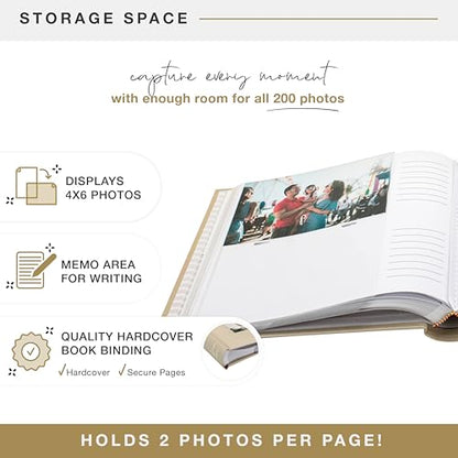 MCS The Story Of Us Photo Album, 200-Pocket, 4x6, Tan Linen Cover | Scrapbook-Style Keepsake Photo Album With Memo Space, Clear Side-Loading Pockets, Thoughtful Gift - style: Story of Us