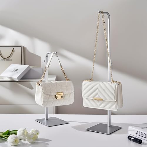 Adjustable Tabletop Purse & Banner Display Stand, Silver | Multi-use tabletop rack holds handbags, birthday banners, lanterns and wreaths for home, parties or retail. - color: Silver