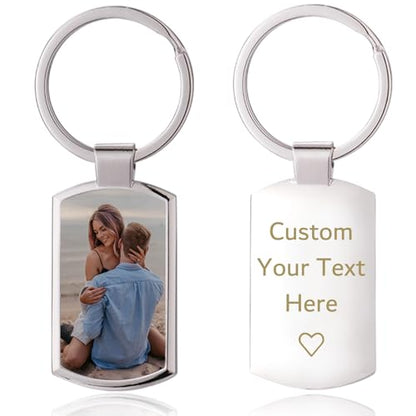 Double Sided Custom Keychain With Picture Alloy Color Printing Personalized Photo Keychain Customizable Text Gifts - color: A-oval
