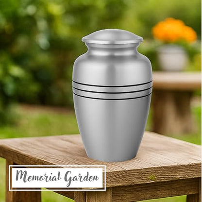 Alpha Living Home Cremation Urn for Human Ashes, 200+ cu in, Silver Black - color: Dark Blue/Silver/Black, size: Triple Band 11"H x 7"W