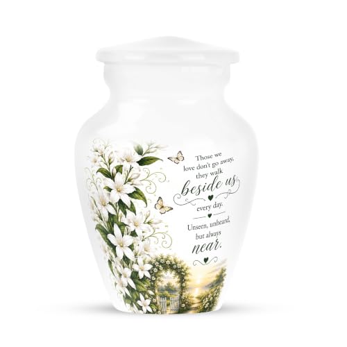 Green Flower Urns for Human Ashes Adult Female - Sunset Urn for Ashes | White Cremation Urns for Human Ashes, Secure Threaded Lid, Female, Small 2/3 Tablespoon of Ashes, 3 Inch Pack of 1 - color: #16 Flower Urn, size: 3" Pack of 1