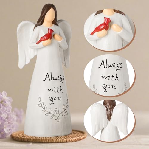 Cardinal Sympathy Gifts for Loss of Loved One - 6.7" Angel Figurine Statue, Memorial Gifts for Loss of Women Mother Father, Bereavement Grief Remembrance Gift, Hand-Painted Figurine - color: Angel Cardinal