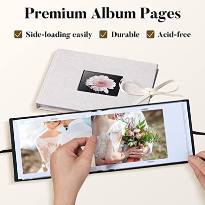 Fabmaker Small Photo Album 4x6, Picture Album, Picture Book, Mini Brag Book | Ribbon Closure, Linen Fabric Cover, Front Window, Sturdy Binding, Acid-free, PVC free, Artwork Weddings Family Boudoir - color: Light Blue, size: 12 Pockets/1PK