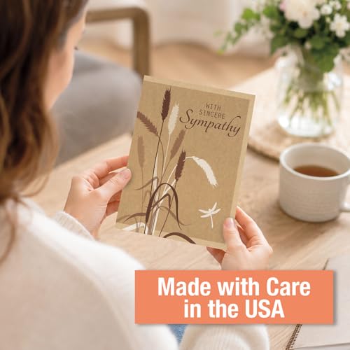 Current Kraft Sympathy Cards with Envelopes- Set of 8 Assortment (4 Designs), Large 5" x 7", Condolences Cards, Sentiments Inside, White Envelopes - color: Kraft