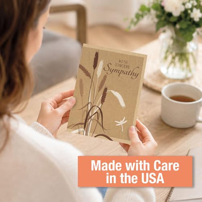 Current Kraft Sympathy Cards with Envelopes- Set of 8 Assortment (4 Designs), Large 5" x 7", Condolences Cards, Sentiments Inside, White Envelopes - color: Kraft