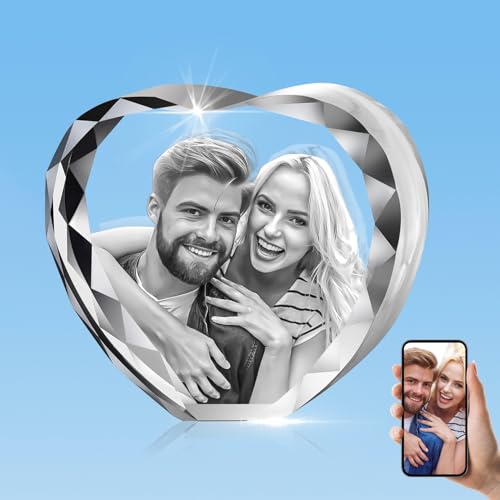 HAN'S LASER 3D Crystal Photo, Personalized Gift with Your Own Photo, UniqueMother's Day, Birthday, Wedding Memorial, Valentine's Day (New Heart) - size: New Heart