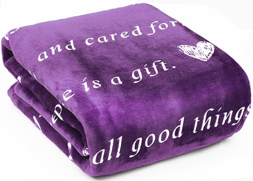 Compassion Blanket (Brand)- Strength Courage Super Soft Warm Hugs, Get Well Gift Blanket Plush Healing Thoughts Positive Energy Love & Hope (Purple, 50 x 60 Fleece) - color: Purple, size: 50 x 60 Fleece