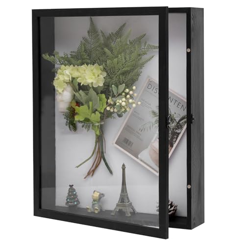 Muzilife 16x20 Large Shadow Box Pine Wood Picture Frame, 3.94 Deep, Black - color: Black, size: 16"x20"