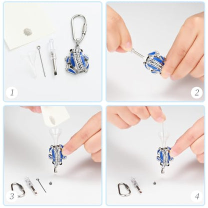Frog Urn Necklace for Ashes Animals Cremation Jewelry Stainlee Steel Memorial Necklaces Keepsake Jewelry Ashe Holder Pendant for Human Ashes with Filling Kits - color: Blue-Keychain