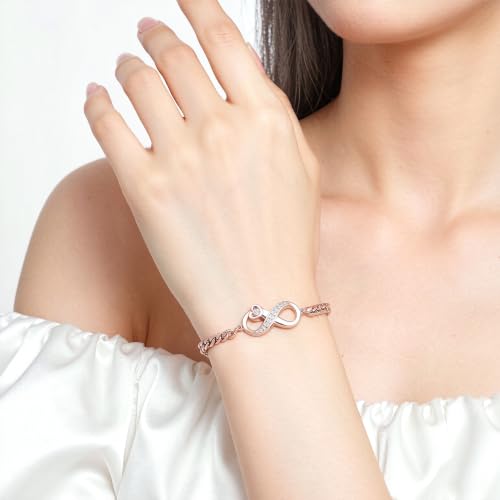 zeqingjw Heart Urn Bracelet for Ashes for Women Stainless Steel Cremation Bangle Jewelry Adjustable Keepsake Memorial Bracelet Loved Ones Ashes Holder Keepsake - color: Infinity-Rose Gold