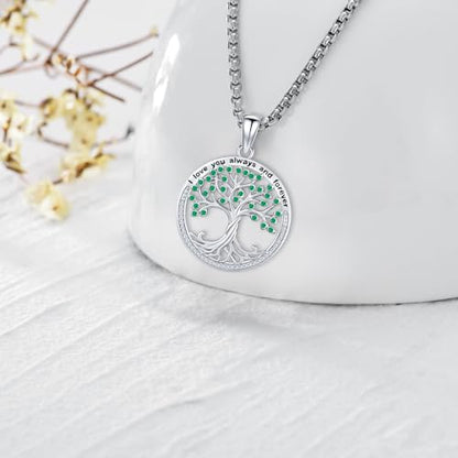 Sterling Silver Tree of Life Necklace for Women Oval Family Tree Necklace Abalone Shell Moonstone Pendant Mother Day Necklace for Mom Tree of Life Jewelry - style: Tree of Life-CZ