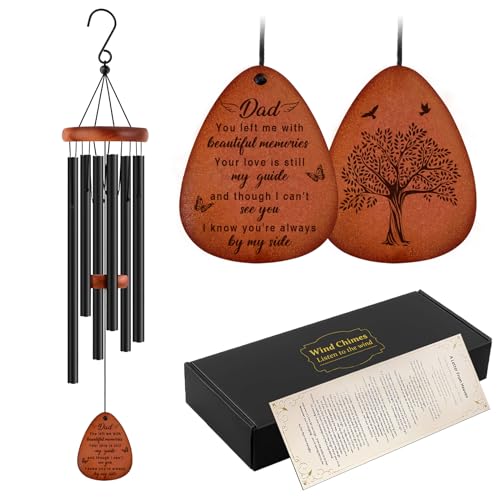 Memorial Gifts for Loss of Dad,Memorial Wind Chimes 25'', Bereavement Gifts for Loss of Father, Home Decor Outdoor Garden, Soothing Melodic Tones with Mute Option