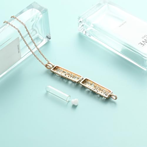 Tree of Life Urn Necklace for Women Men Cylinder Bar Memorial Ash Pendant | Tree of Life Cremation Jewelry,Stainless Steel Keepsakes Necklaces,Vial Ashes Pendant - color: Rosegold