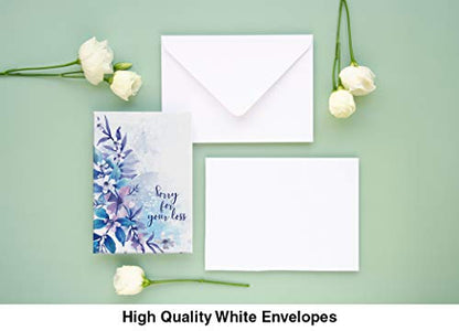 Dessie 30 Unique Sympathy Cards With Greetings Inside. 30 Different, Large Greeting Cards With Envelopes and Matching Sealing Stickers. Includes Sturdy Storage Box.