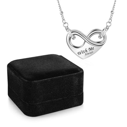 Dletay Infinity Cremation Urn Necklace for Ashes Heart Ash Necklace for Women Memorial Cremation Jewelry Ash Holder - color: Silver with box