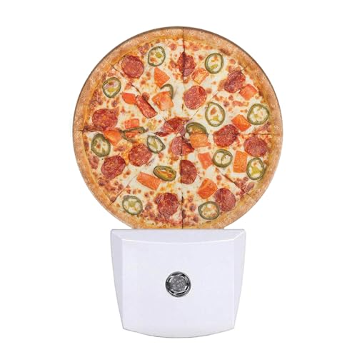 Pizza Night Light Fast Food Sausage Pizza Cheese Plug-in Night Lights with Dusk-to-Dawn Sensor for Bedroom, Bathroom and Living Room 0.5W Sleep Friendly for Women/Girls/Boys Gift - color: Pizza Fast Food