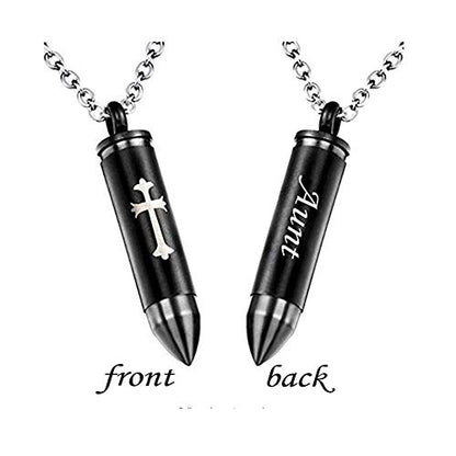 Celtic Cross Bullet Urn Necklaces for Ashes Cremation Jewelry Keepsake Memorial Pendant - style: Aunt